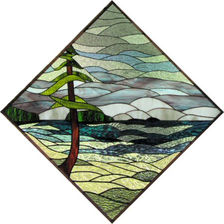 Gillies Bay Landscape stained glass window ©