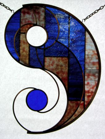 Imagining Yin stained glass hanging view 3